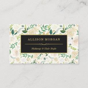 Glam Gold Waterverf Floral Elegant Beauty Salon Visitekaartje