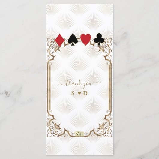 Glam Gold White Art Deco Casino Huwelijk Menu (Achterkant)