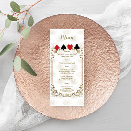 Glam Gold White Art Deco Casino Huwelijk Menu