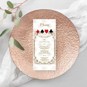 Glam Gold White Art Deco Casino Huwelijk Menu