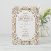 Glam Gold White Art Deco Gatsby 50ste verjaardag Kaart (Staand voorkant)