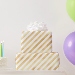 Glam Gold White Diagonaal bereik Cadeaupapier