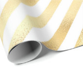 Glam Gold White Diagonaal Stripe Cadeaupapier (Rol Hoek)