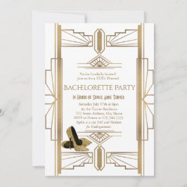 Glam Gold White Great Gatsby Bachelorette Party Kaart