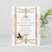 Glam Gold White Great Gatsby Bachelorette Party Kaart (Staand voorkant)