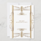 Glam Gold White Great Gatsby Bachelorette Party Kaart (Achterkant)