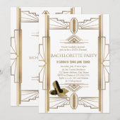 Glam Gold White Great Gatsby Bachelorette Party Kaart (Voorkant / Achterkant)