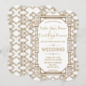 Glam Gold White Great Gatsby Wedding 1920 Kaart (Voorkant / Achterkant)