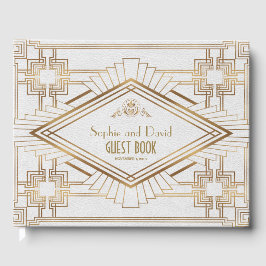 Glam Gold White Great Gatsby Wedding Gastenboek
