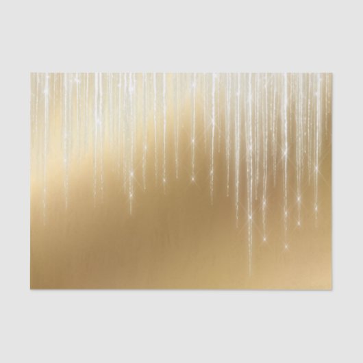Glam Gold White Icicles kerst Tissuepapier (Voorkant)