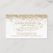 Glam Gold White Marble Glitter Script Visitekaartje (Achterkant)