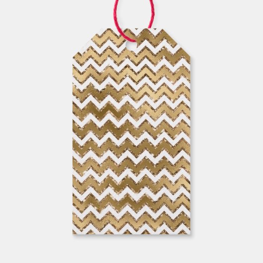 Glam Gold White Zigzag Stripes Cadeaulabel (Achterkant)