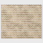 Glam Gold White Zigzag Stripes Cadeaupapier (Vlak)