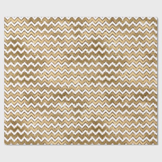Glam Gold White Zigzag Stripes Cadeaupapier (Vlak)