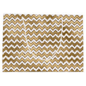 Glam Gold White Zigzag Stripes Groot Cadeauzakje (Achterkant)