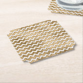 Glam Gold White Zigzag Stripes Kartonnen Onderzetters (Gekanteld)