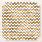 Glam Gold White Zigzag Stripes Kartonnen Onderzetters (Voorkant)