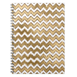 Glam Gold White Zigzag Stripes Notitieboek