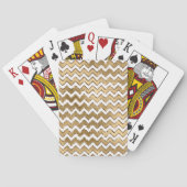 Glam Gold White Zigzag Stripes Pokerkaarten (Achterkant)