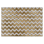 Glam Gold White Zigzag Stripes Snijplank (Voorkant)