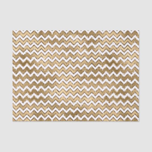 Glam Gold White Zigzag Stripes Tissuepapier (Voorkant)