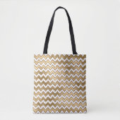 Glam Gold White Zigzag Stripes Tote Bag (Voorkant)
