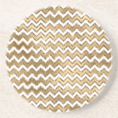 Glam Gold White Zigzag Stripes Zandsteen Onderzetter (Voorkant)