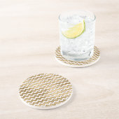 Glam Gold White Zigzag Stripes Zandsteen Onderzetter (Zijkant)