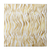 Glam Gold Zebra Print Wit Tegeltje (Voorkant)