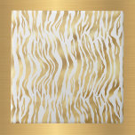 Glam Gold Zebra Print Wit Tegeltje<br><div class="desc">Witte tegel met gouden zebraprint.</div>