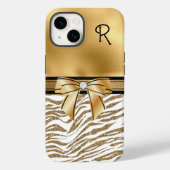 Glam Gold Zebra Stripe Monogrammen Case-Mate iPhone Case (Achterkant)