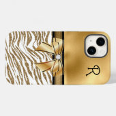 Glam Gold Zebra Stripe Monogrammen Case-Mate iPhone Case (Achterkant (horizontaal))