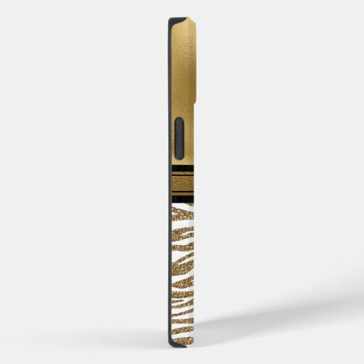 Glam Gold Zebra Stripe Monogrammen Case-Mate iPhone Case (Achterkant / Rechts)