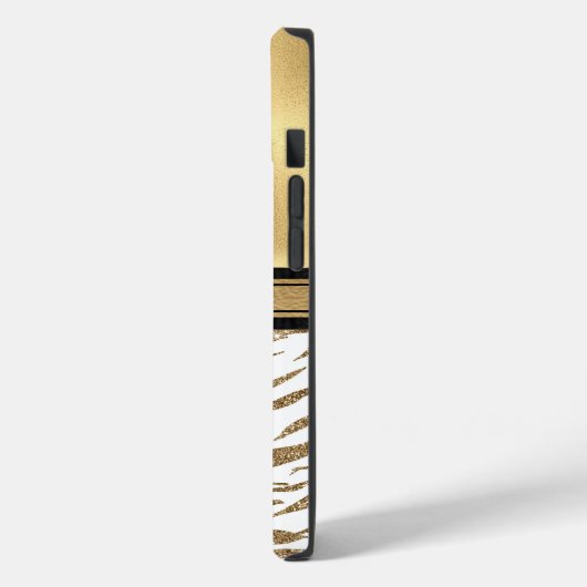 Glam Gold Zebra Stripe Monogrammen Case-Mate iPhone Case (Achterkant / Links)