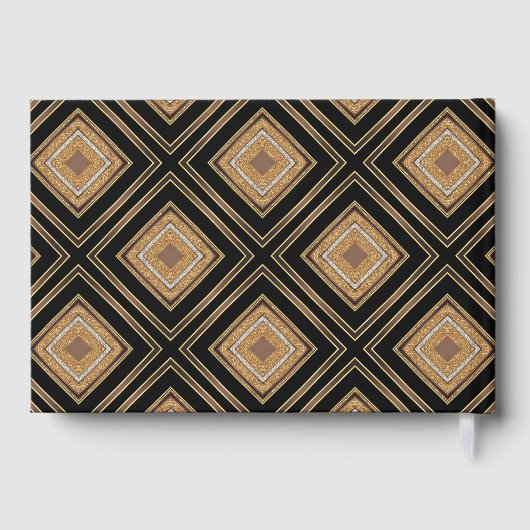 Glam Gold Zwart Geometrische Art Deco Wedding Gastenboek (Achterkant)