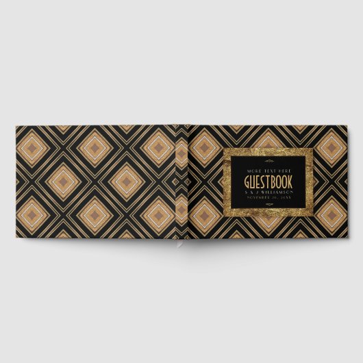 Glam Gold Zwart Geometrische Art Deco Wedding Gastenboek (Volledig)