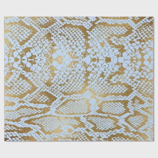 Glam Golden Blue Python Snake Skin Vip Cadeaupapier (Vlak)