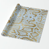 Glam Golden Blue Python Snake Skin Vip Cadeaupapier (Uitgerold)
