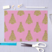 Glam Golden Christmas Trees on Pink Christmas Tissuepapier (Craft)