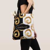 Glam Golden Curls met aangepaste monogram Tote Bag (Dichtbij)