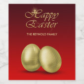 Glam Golden Easter Eggs op Lush Red Wijn Etiket (Enkel label)