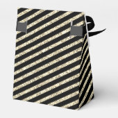 Glam Golden Flower Glittery Stripes gepersonalisee Bedankdoosjes (Achterkant)