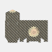 Glam Golden Flower Glittery Stripes gepersonalisee Bedankdoosjes (Uitgevouwen)