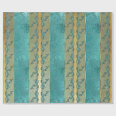 Glam Golden Folie Bloemen Aquamarijn Kant Cadeaupapier (Vlak)