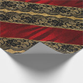 Glam Golden Glitter Red Shiny Black Lace Vip Cadeaupapier (Hoek)