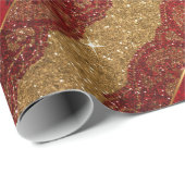Glam Golden Glitter Red Shiny Lace Vip Cadeaupapier (Rol Hoek)