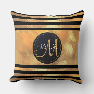 Glam Golden Glitter Sparkles Monogram Naam bruilof Kussen