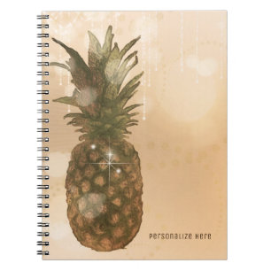 Glam Golden Pineapple Elegant Tropical Custom Notitieboek
