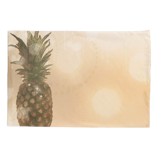 Glam Golden Pineapple Elegant Tropical Sparkle Kussensloop (Achterkant)