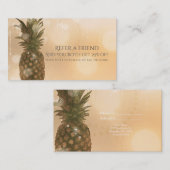 Glam Golden Pineapple Elegant Verwijs een vriend K Aanbevelingskaartje (Voorkant / Achterkant)